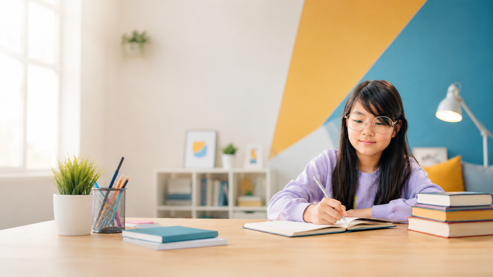 A child writing in her notebook